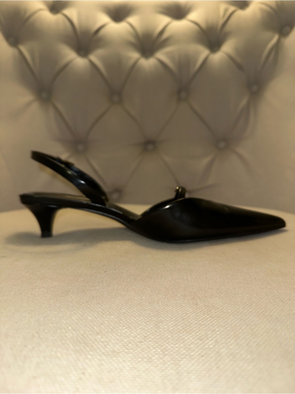 Massimo Dutti Black Leather Pointed Toe Slingback Pumps | 38, 7.5 - Picture 3 of 9